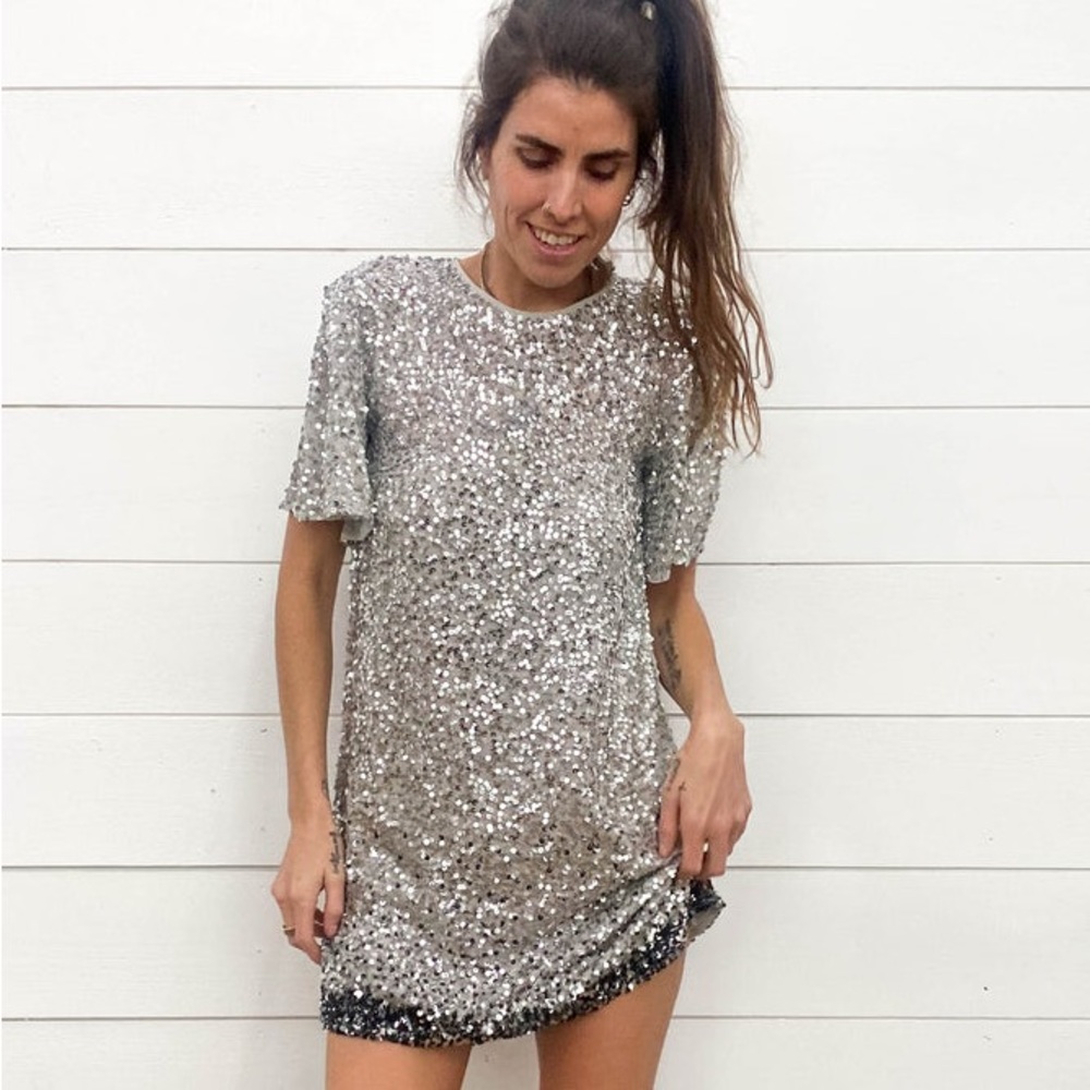 Jen’s Pirate Booty for Free People Black Water Sequined Mini Dress